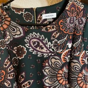 Calvin Kline puffy sleeve dress, paisley design.